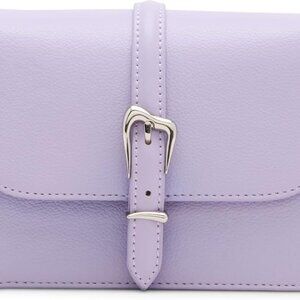 Chic Sculpted Buckle Flap Crossbody in Gentle Lavender - 7.3x2.2x5 Inches
